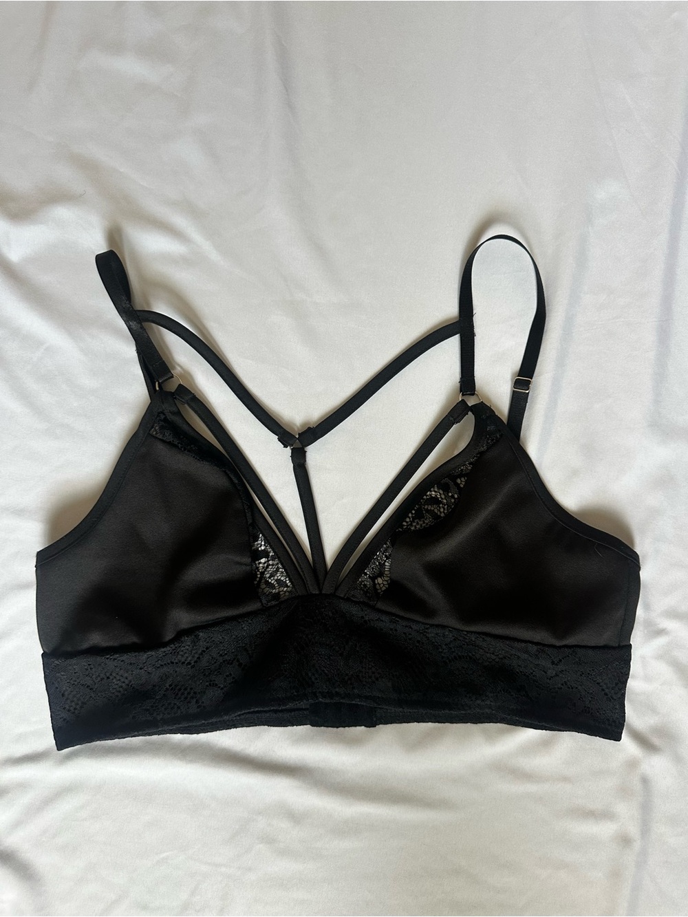 Missguided Harness Detail Lace Bralette, Black Strappy